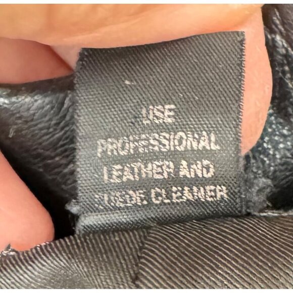 Elements By Vakko Women's Black Leather biker 90s Pants 8 - Picture 11 of 12